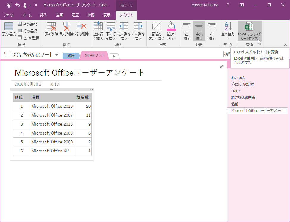 Excelを使用して表を編集できるようになります。