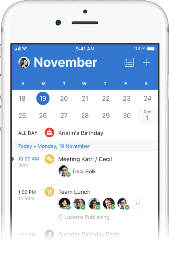 予定表 1回のタップですべてのイベントを整理しましょう。