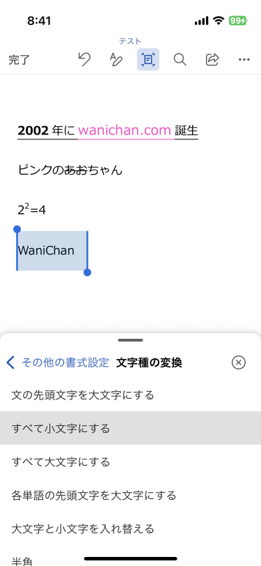 Word For Iphone 文字種の変換を行うには