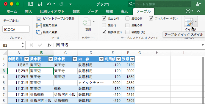 テーブル クイック スタイル 表の見た目を素早く変更します。スタイルごとに異なる罫線や網掛けを使って、表の見た目を変えることができます。ギャラリー内のスタイルの上にマウスのカーソルを置くと、ドキュメントの中で表がどのように表示されるのかプレビューすることができます。