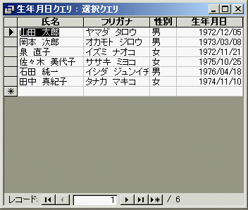 生年月日クエリ