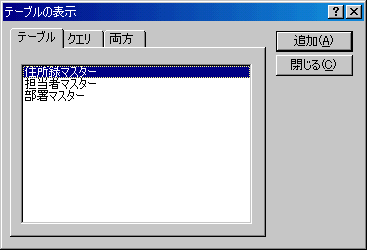 テーブルの表示