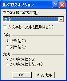 並べ替えオプション