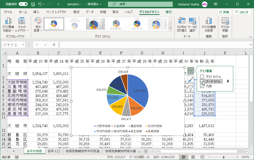 データ ラベル チェックボックスを外す