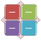 全体を構成する 4 つの要素の関係を示すのに使用します。第 1 レベルのテキストの先頭 4 行が 4 つの各要素に表示されます。使用されていないテキストは表示されませんが、レイアウトを切り替えると使用可能になります。