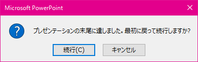 プレゼンテーションの末尾に達しました。最初に戻って続行しますか?