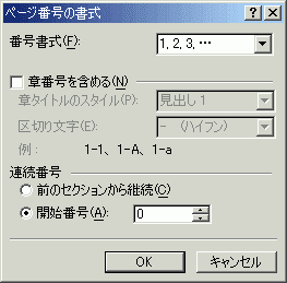 ページ番号の書式