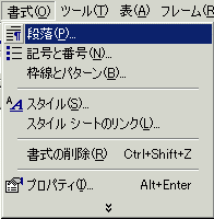 書式→段落