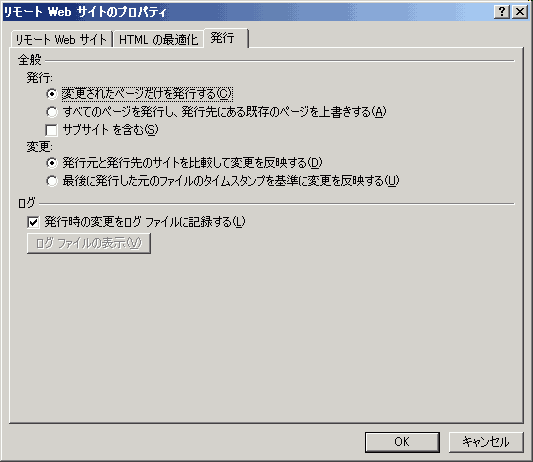 図：リモートWebサイトのプロパティ（発行）